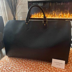 LOUIS VUITTON SPEEDY 40 BLACK EPI UNISEX BEAUTIFUL